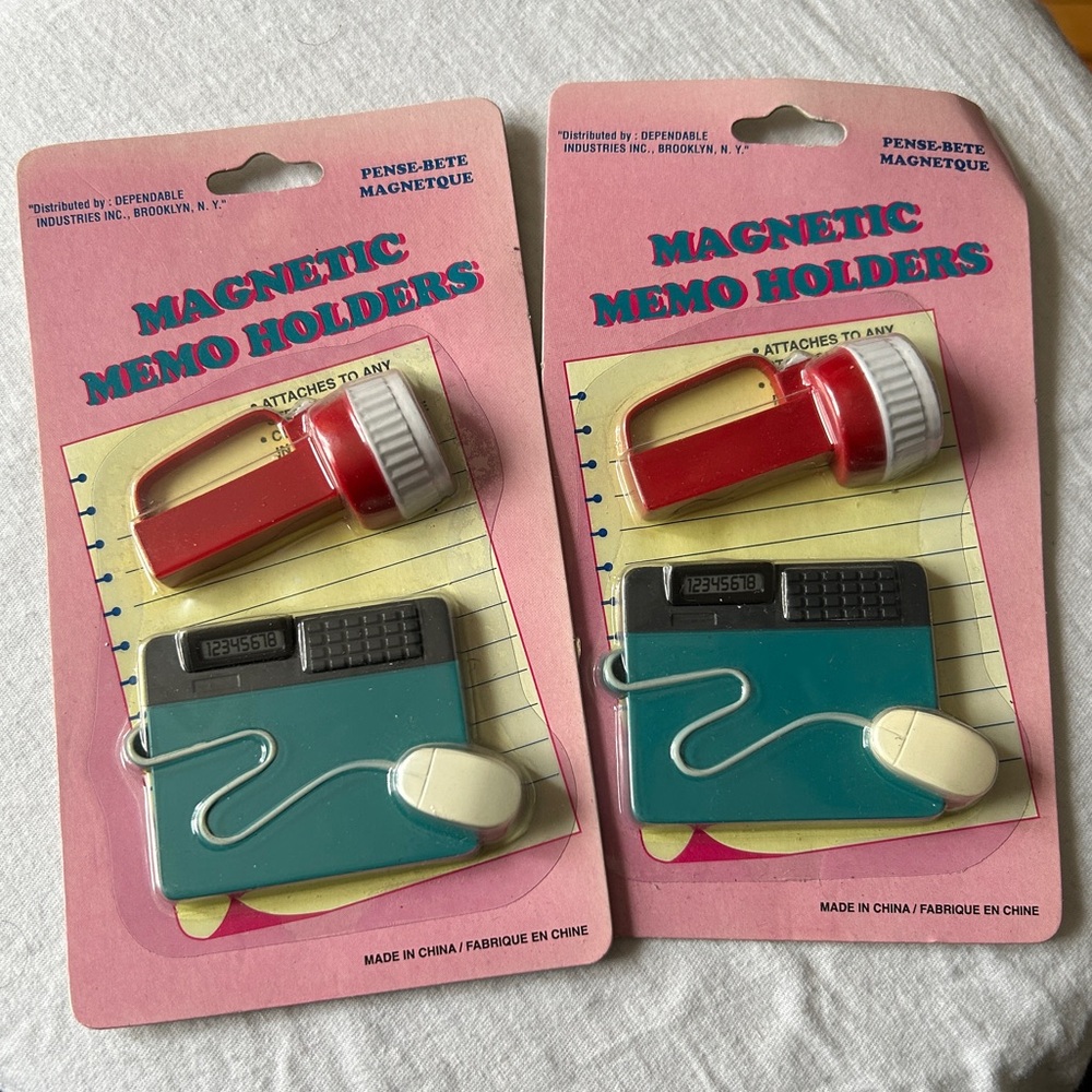 Vintage Computer Tech 90s Nostalgia Kitschy Fridge Magnet Memo Holder NIB 2-Pack